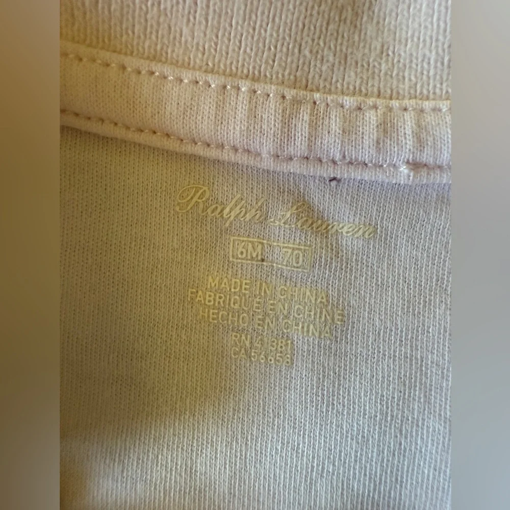 Ralph Lauren Baby Girls Long-Sleeve Polo Coverall, 6 mo, MSRP $40, delicate pink